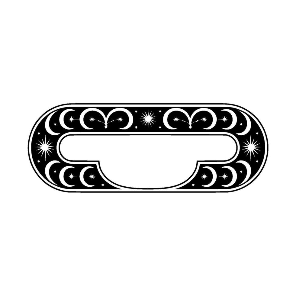 Celestial Frame Elegant Black White Decorative. vector