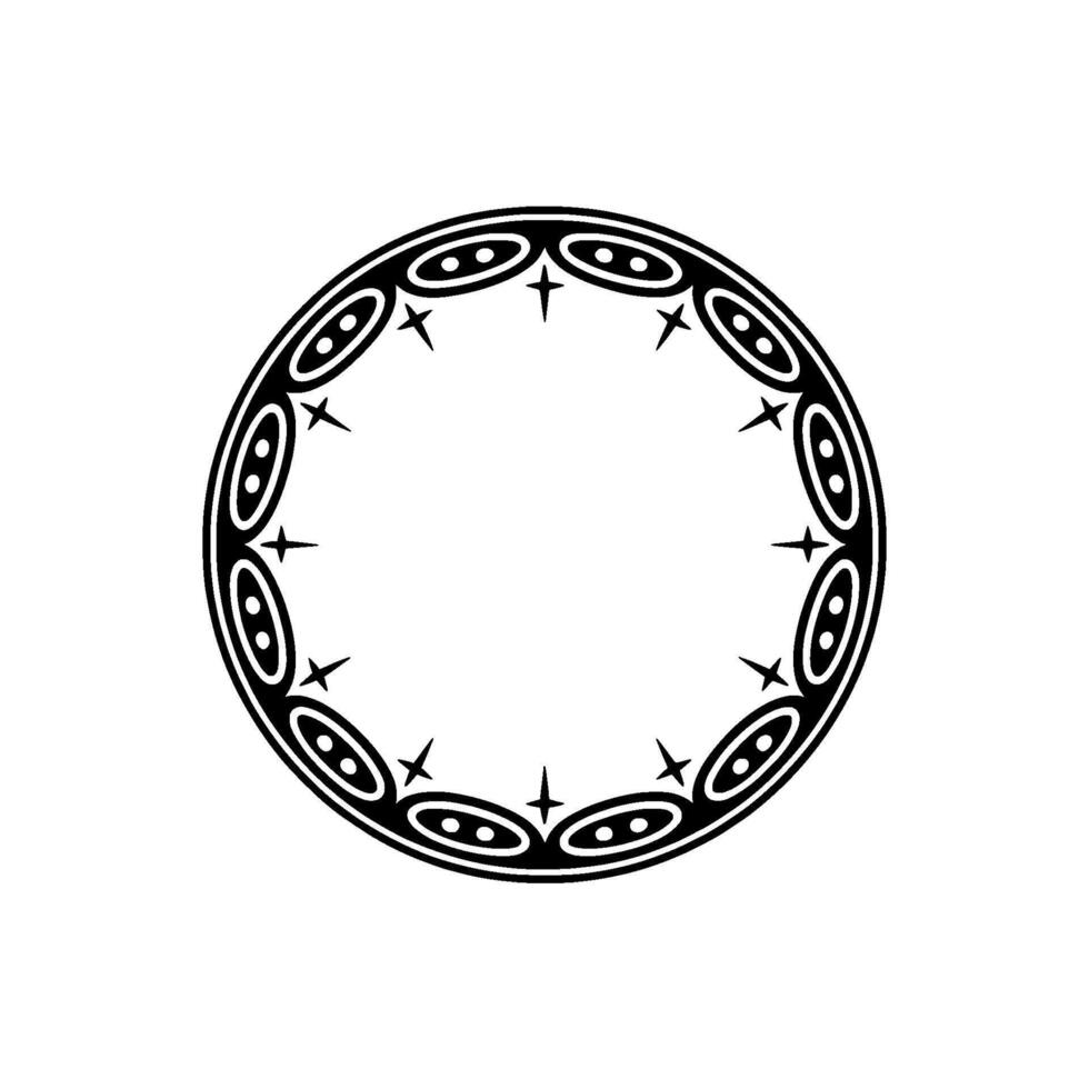 Minimalist Black White Ornate Circle Frame. vector