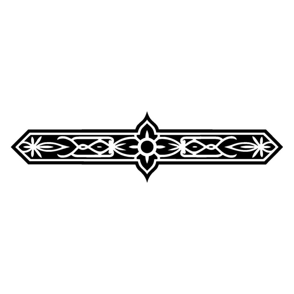 Decorative Black Ornamental Border Element on White Background. vector