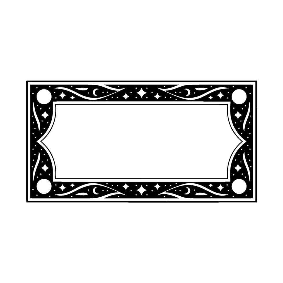 Decorative Vintage Label or Frame with Stars Crescent Moons. vector