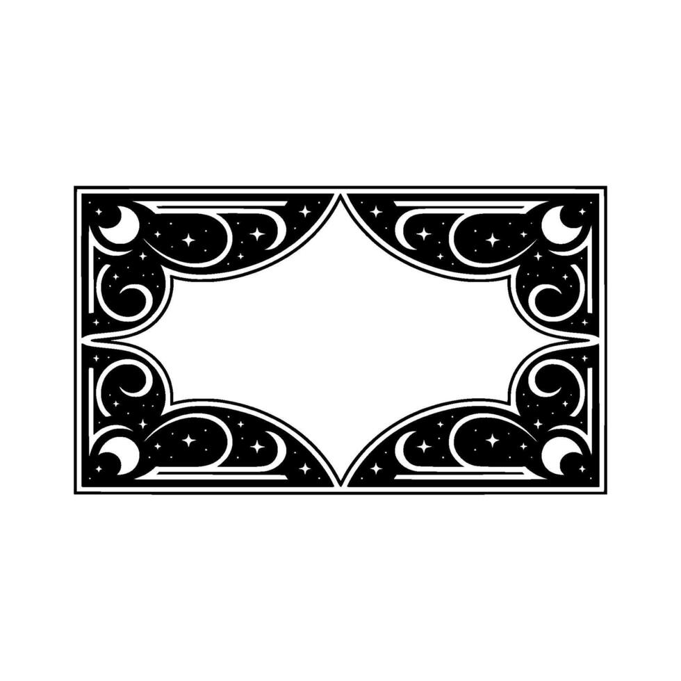 Celestial Frame Elegant Black White Illustration for. vector