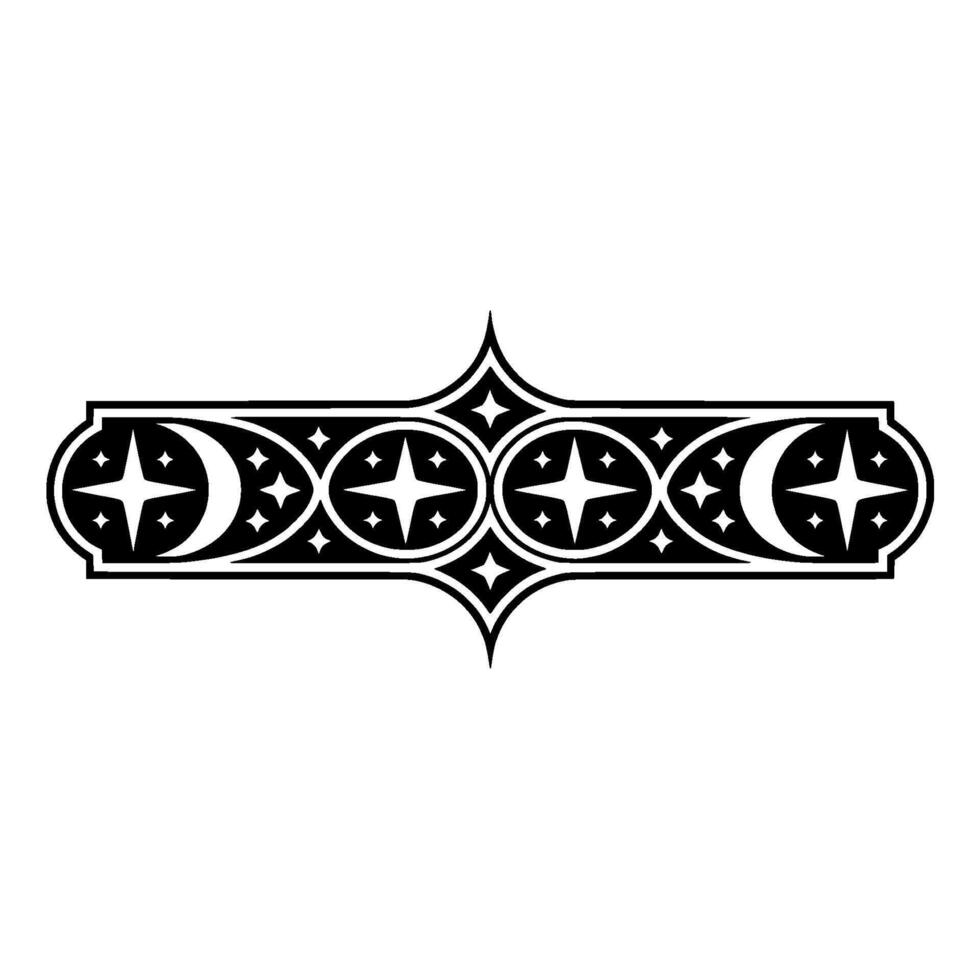 Celestial Ornament Black and White Star Moon Decorative Element. vector
