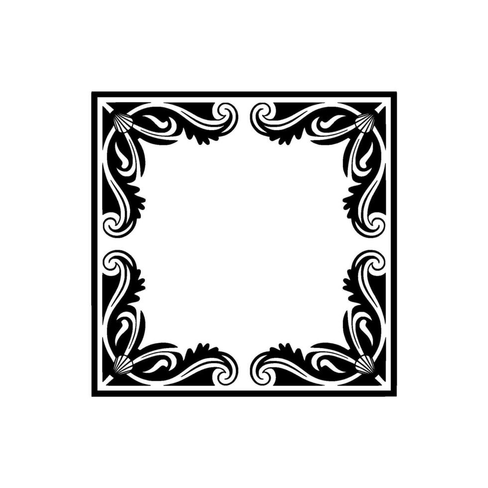 Elegant Black White Ornamental Frame Border. vector
