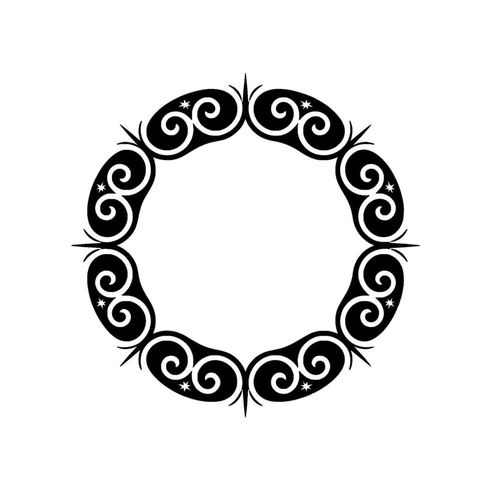 Elegant Black Gold Circular Frame Ornament on White Background. vector