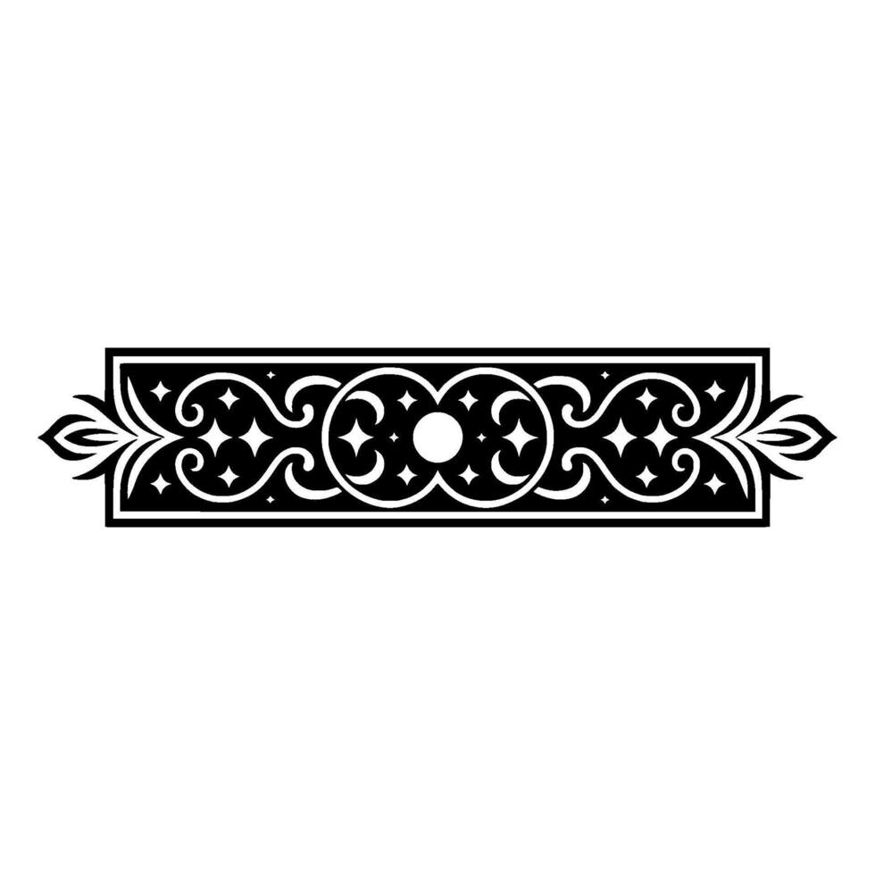 Ornate Black and White Scrollwork Border, Element. vector