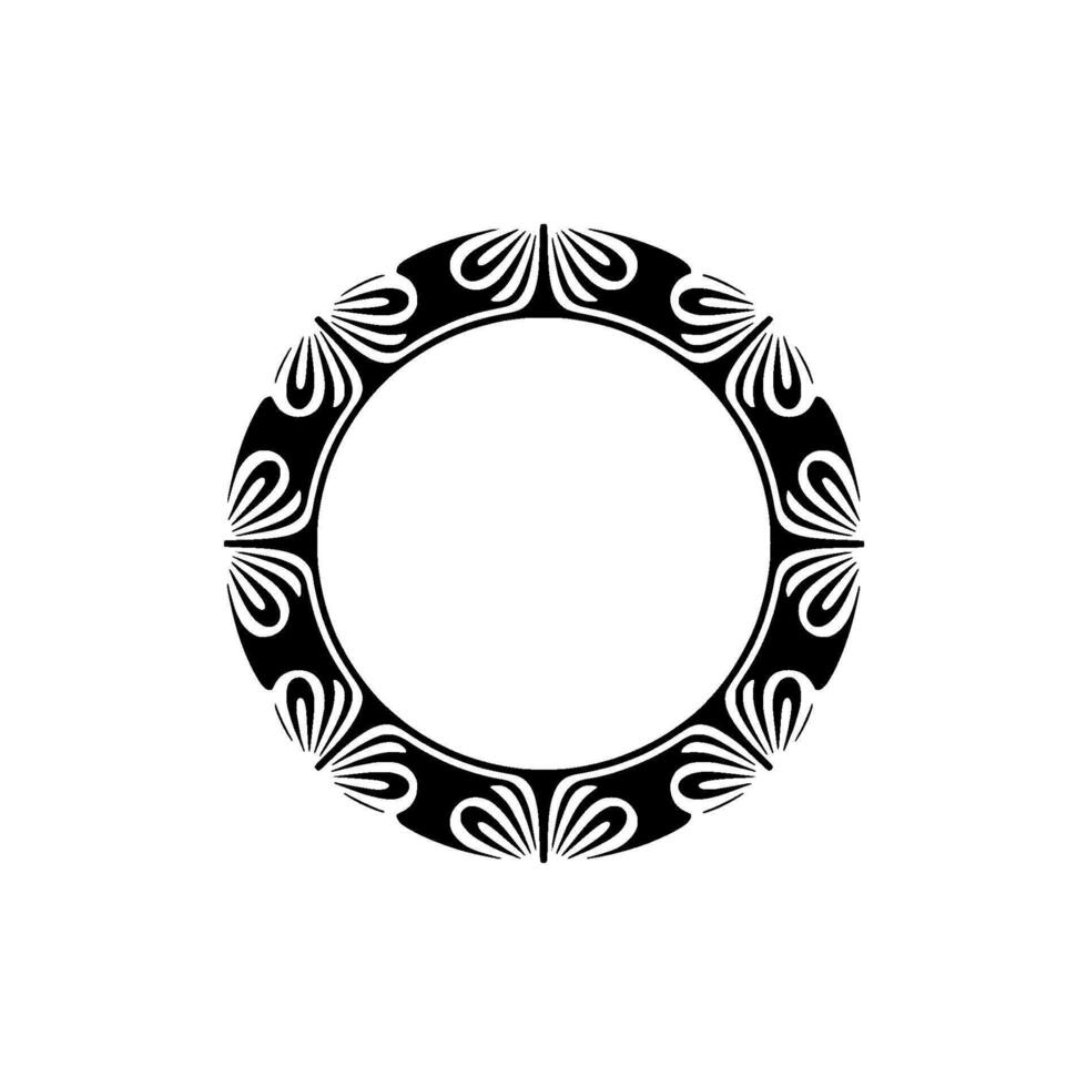 Ornate Black and White Circular Frame, Decorative Border, Minimalist. vector