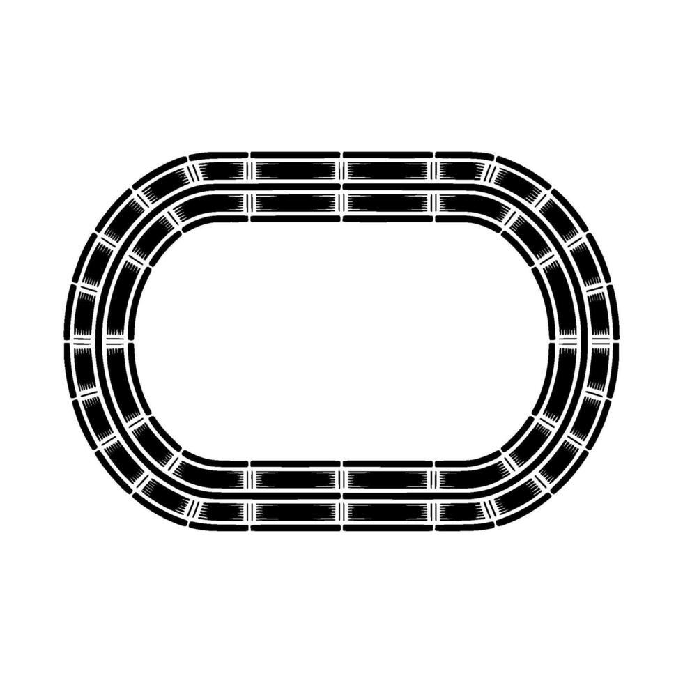 Geometric Black Track Outline on White Background. vector