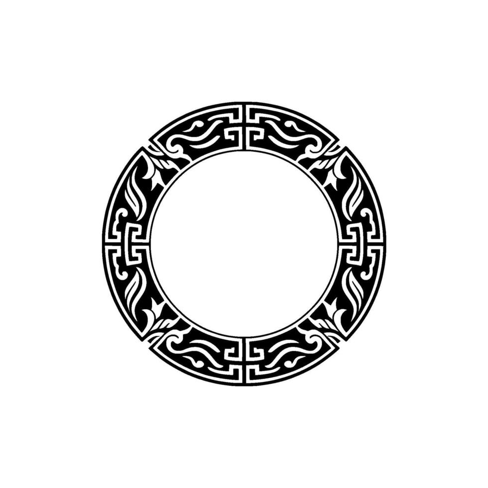 Ornate Black White Circular Pattern with Minimalist , Isolated on White. vector