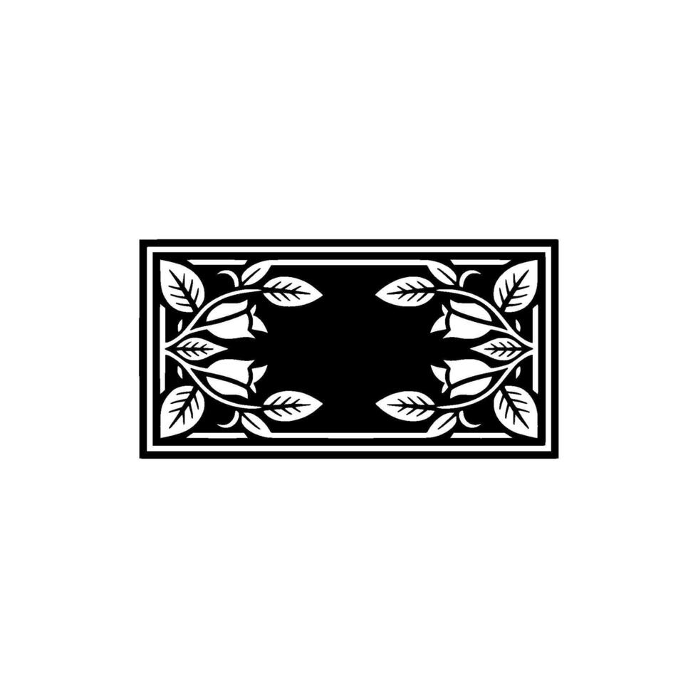 Floral Frame in Black and White - Illustration. vector