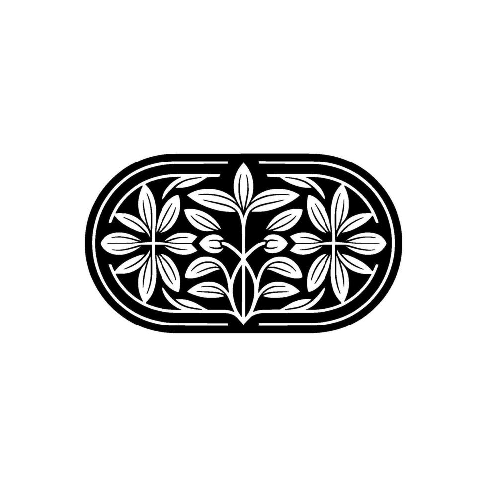 Floral Ornament in Black and White, Elegant. vector