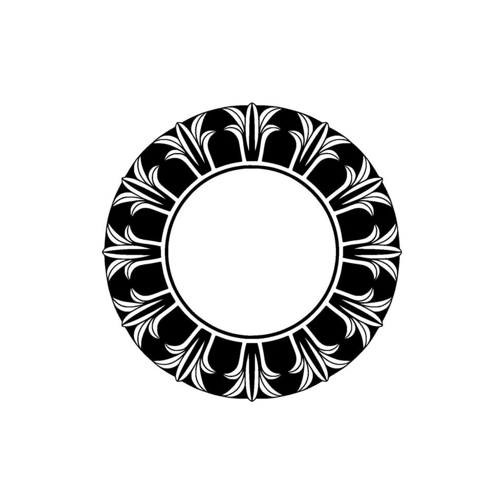 Elegant Floral Frame Black and White Decorative. vector