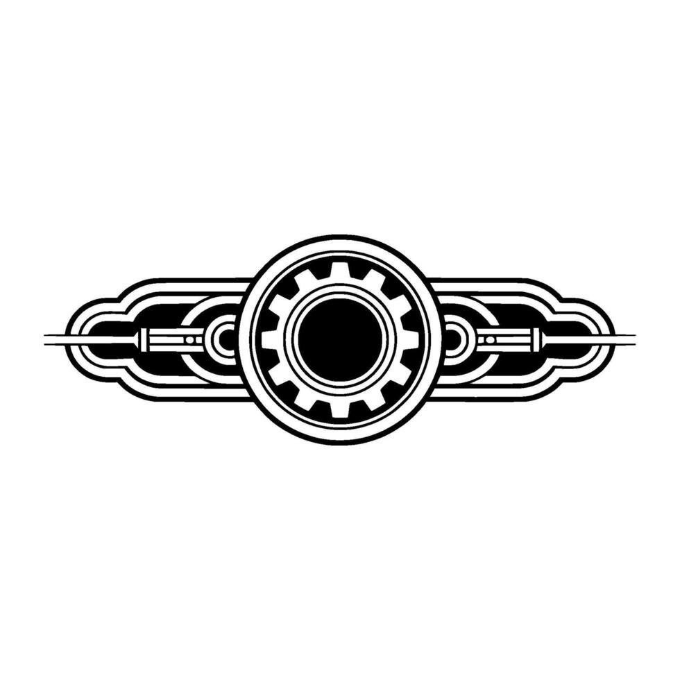 Art Deco Gear Element Black White Engineering vector