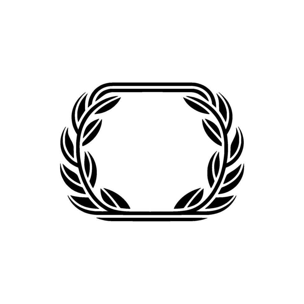 Elegant Laurel Wreath Frame in Minimalist Black White vector