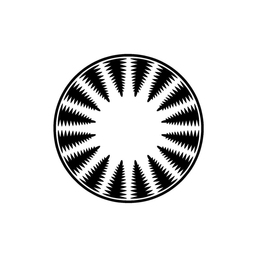 Geometric Sunburst Forest Circle , Minimalist Black White Art vector