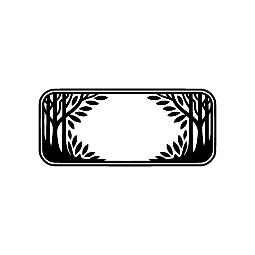 Elegant Forest Frame Illustration, Monochrome for Labels Branding vector