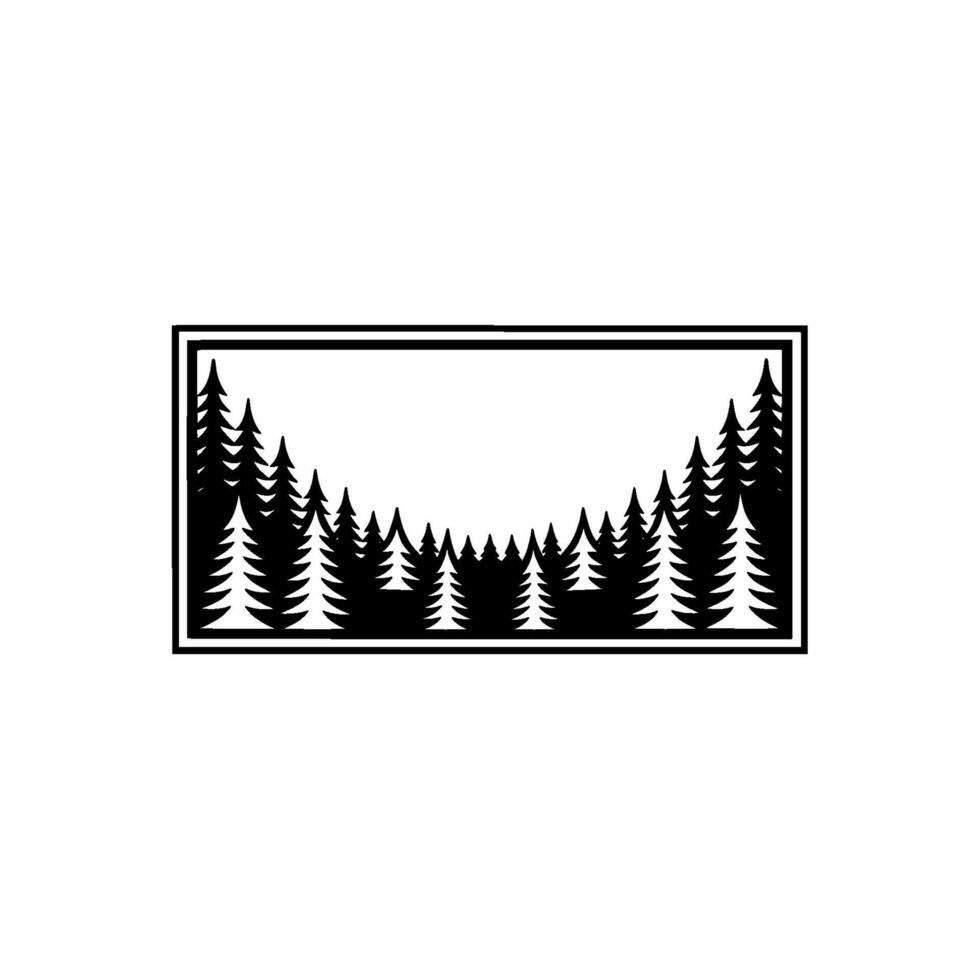 Minimalist Black White Forest Silhouette Frame vector