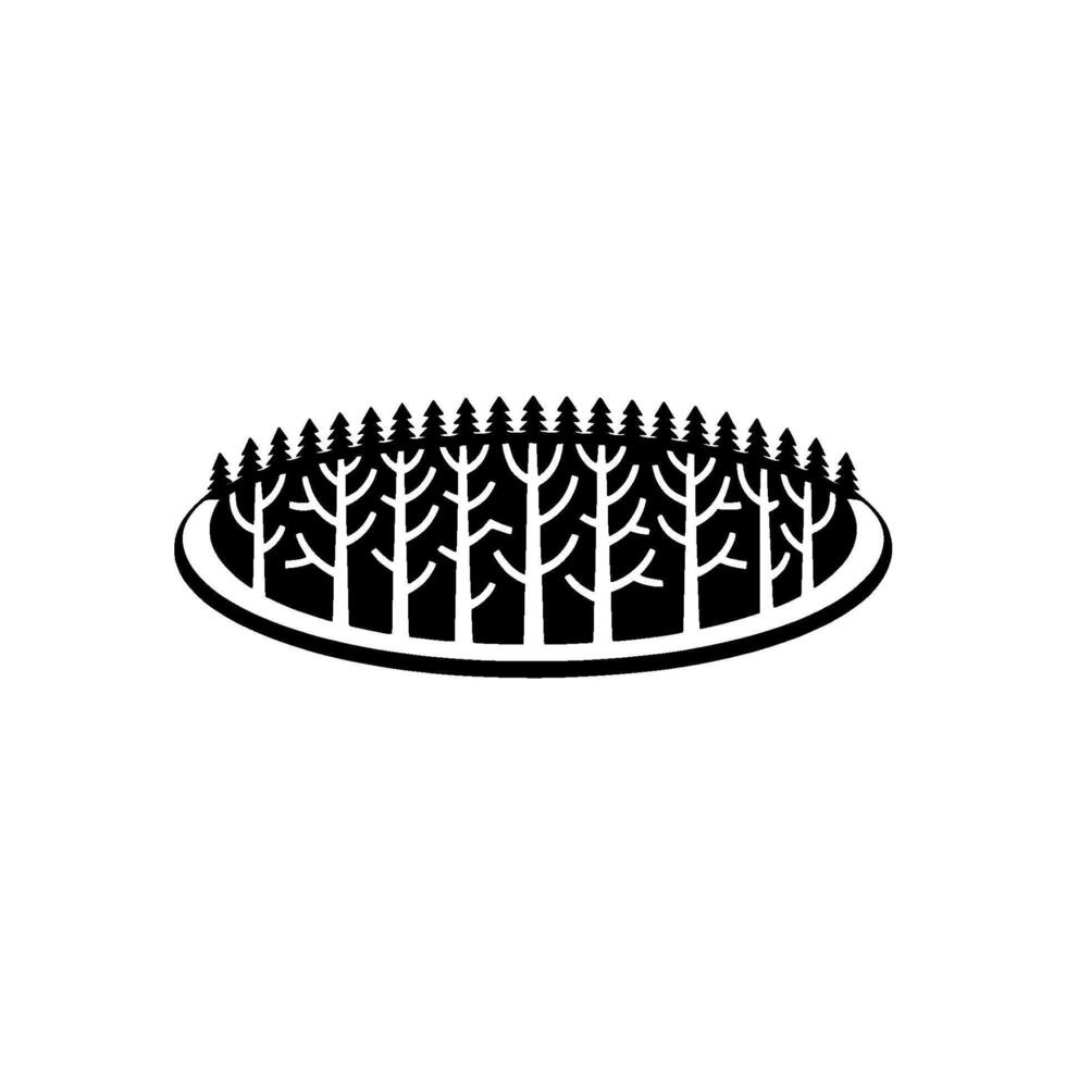 Minimalist Black Forest Illustration on White, , , Nature vector