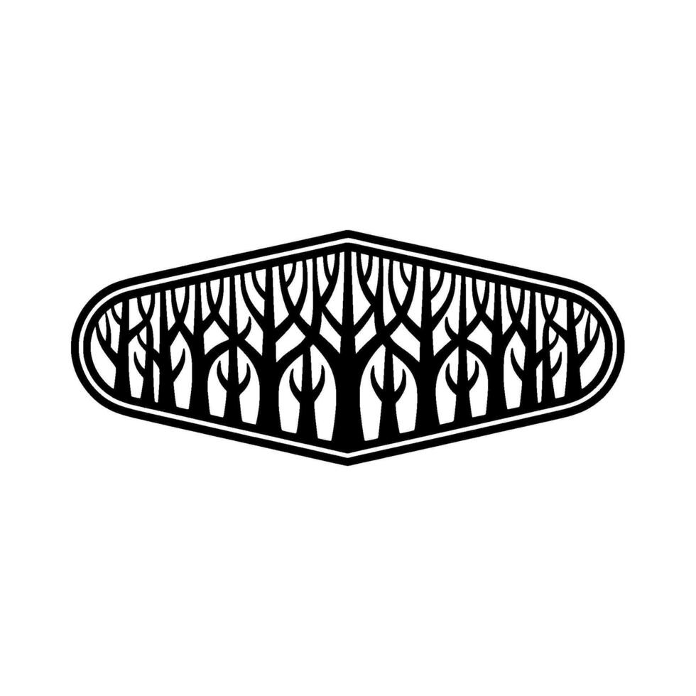 Minimalist Forest Silhouette Emblem in Geometric Frame vector