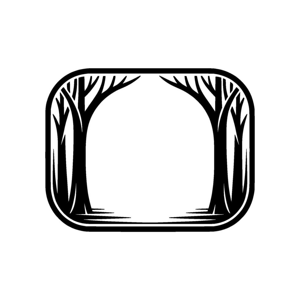 Black Forest Frame , Minimalist Nature Emblem, Element vector