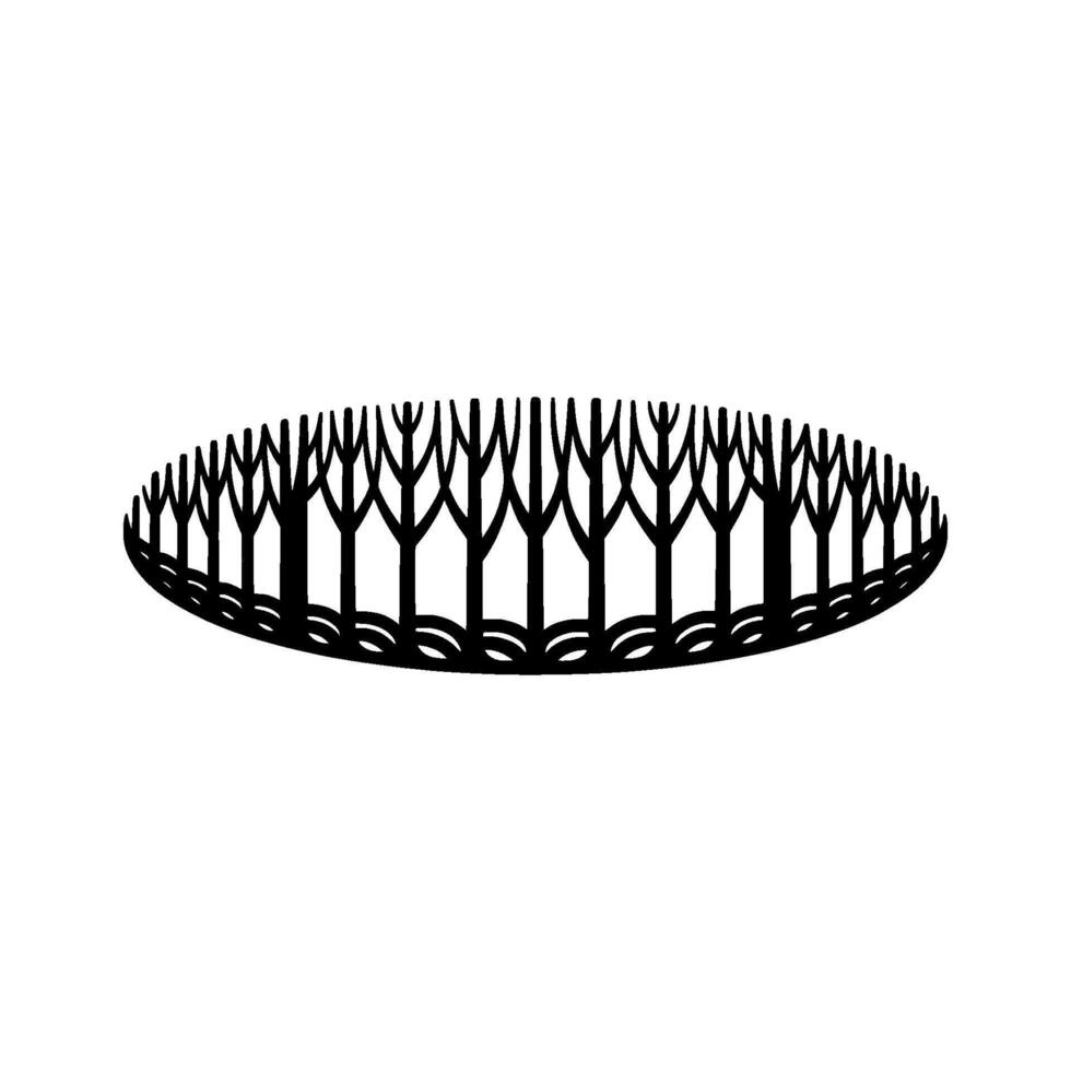 Abstract Tree Silhouette Circle - Minimalist Black and White vector