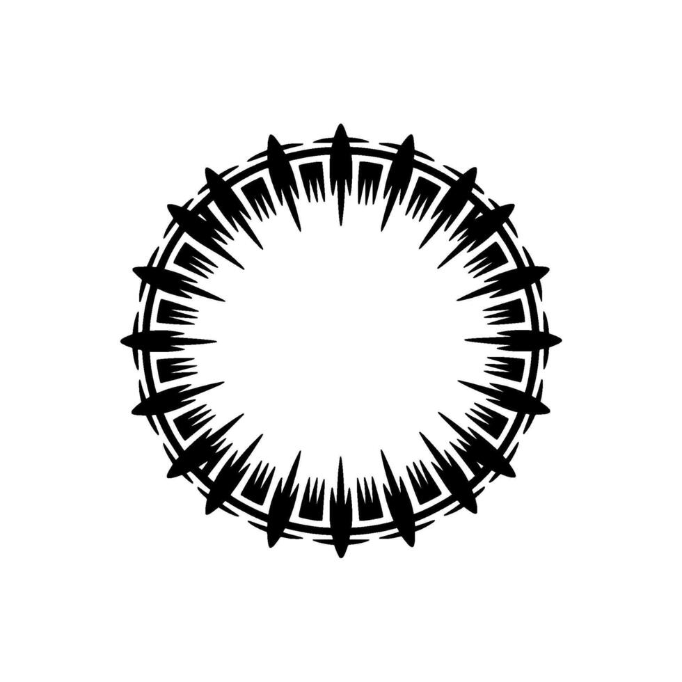 Black White Geometric Ornamental Circle on White Background vector