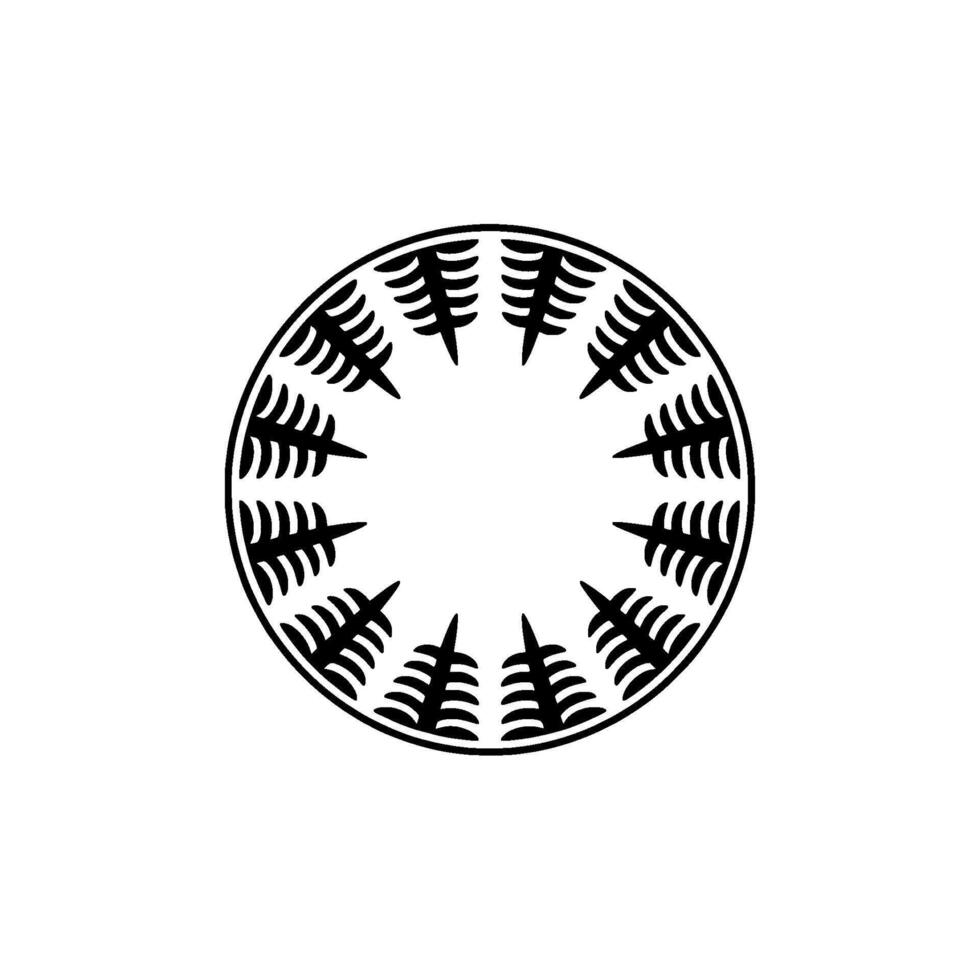 Abstract Circle Ornament with Foliage, Minimalist vector