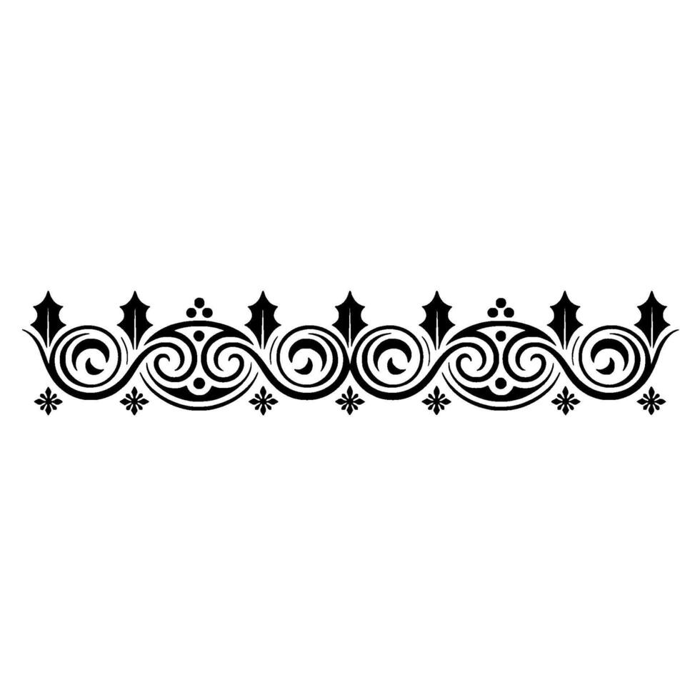 Black Floral Scroll Border, Elegant Element vector