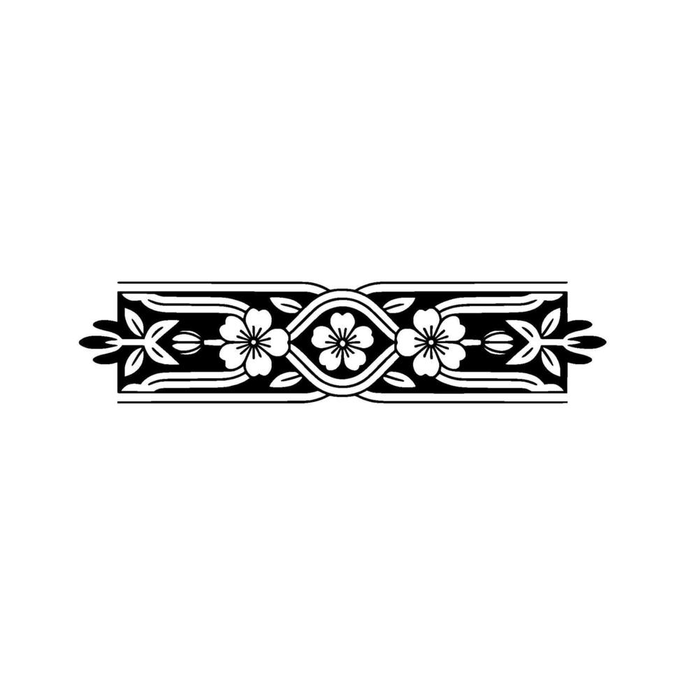 Elegant Floral Border in Black White on Light Gray Background vector