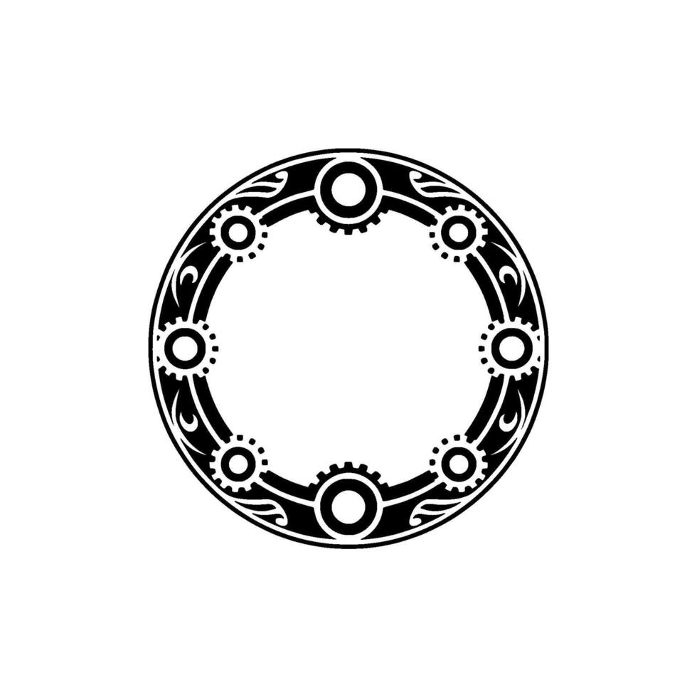 Steampunk Circular Ornament, Black and White, Geometric, Decorative vector