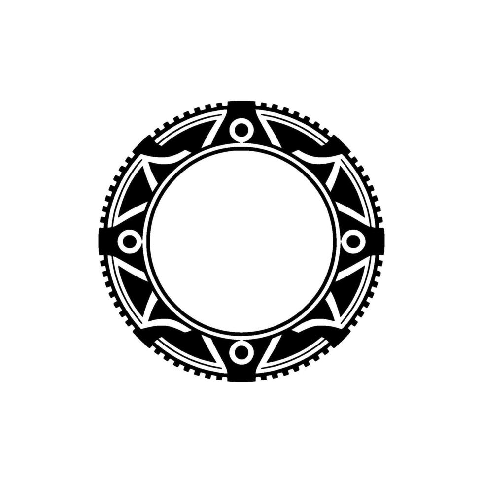 Geometric Circular Ornament in Black and White Clean Minimalist vector