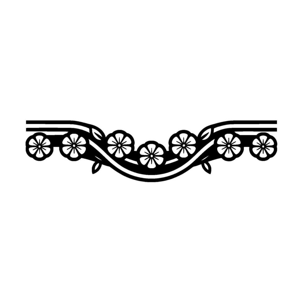 Black White Floral Vine Border vector
