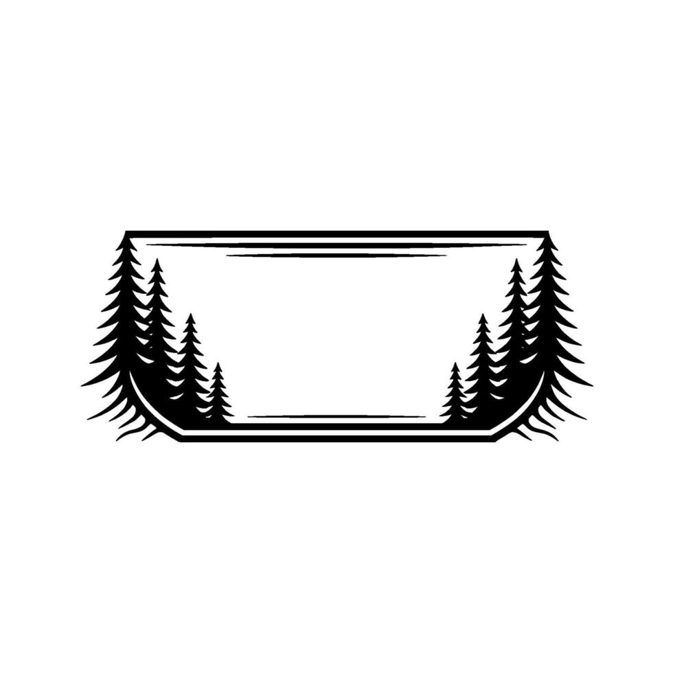 Minimalist Pine Tree Frame with Blank Space, Illustration vector