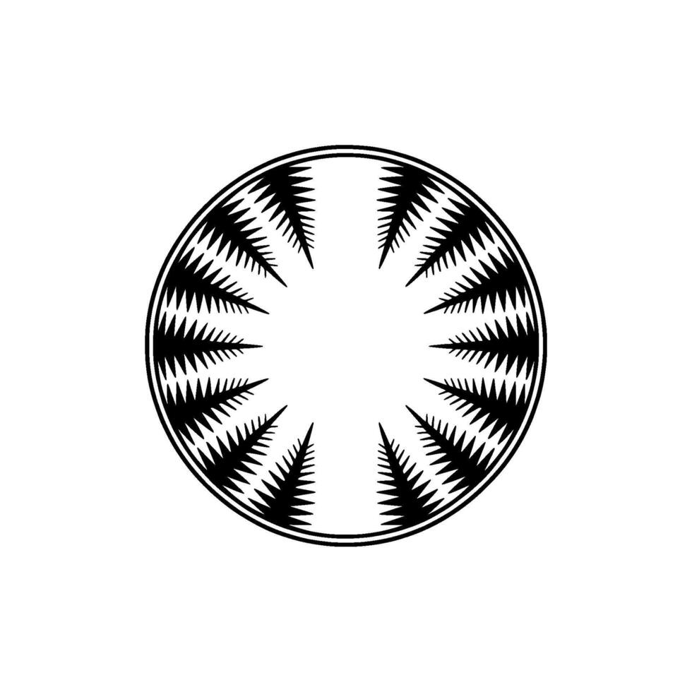 Circular Geometric Black Tree Pattern on White Background vector