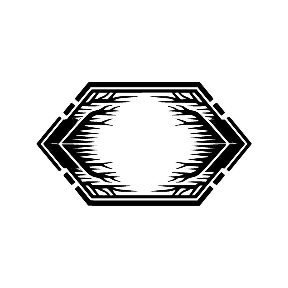 Geometric Black and White Ornament Tribal-Inspired Hexagon with Negative Space vector