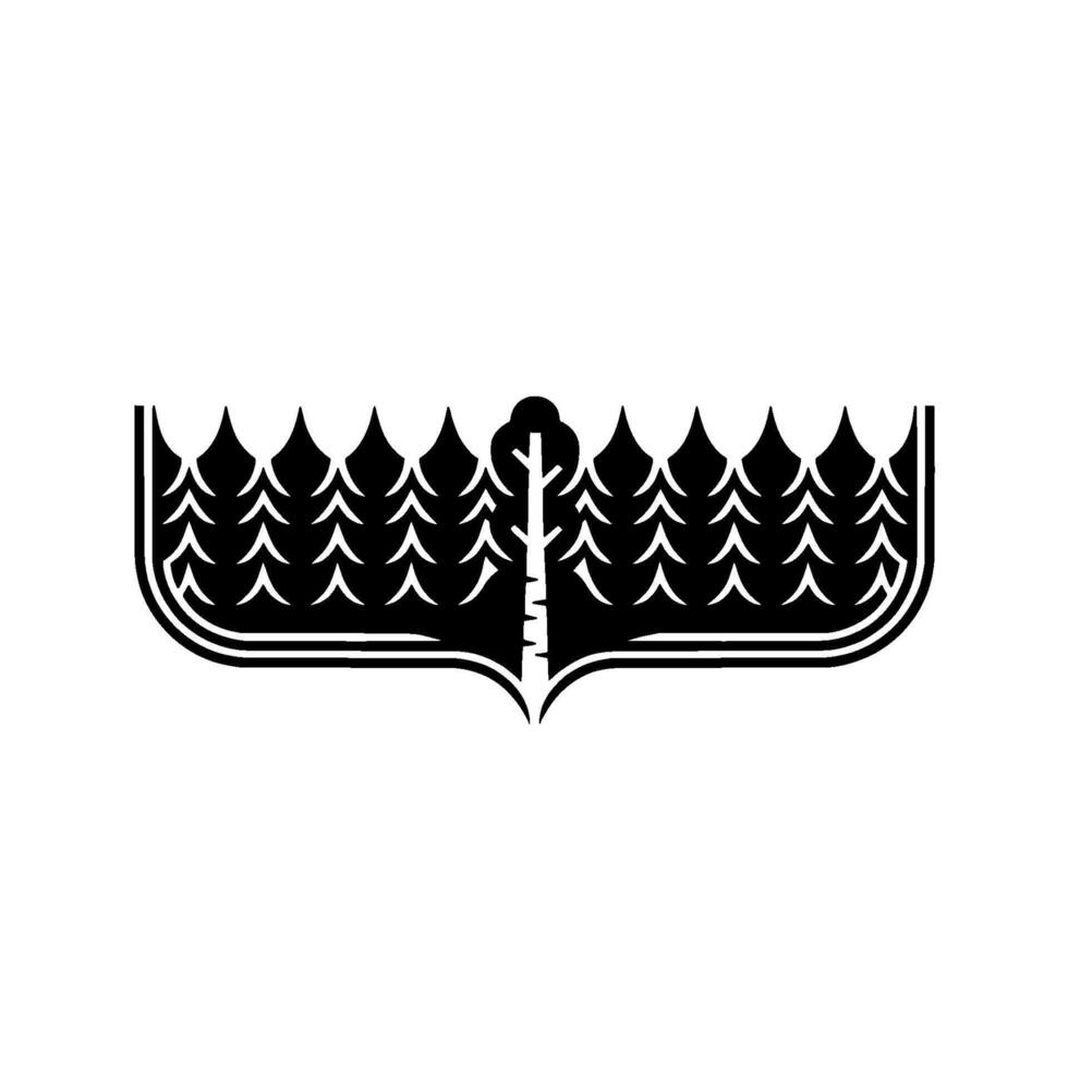 Forest Crest Minimalist Black White Tree vector