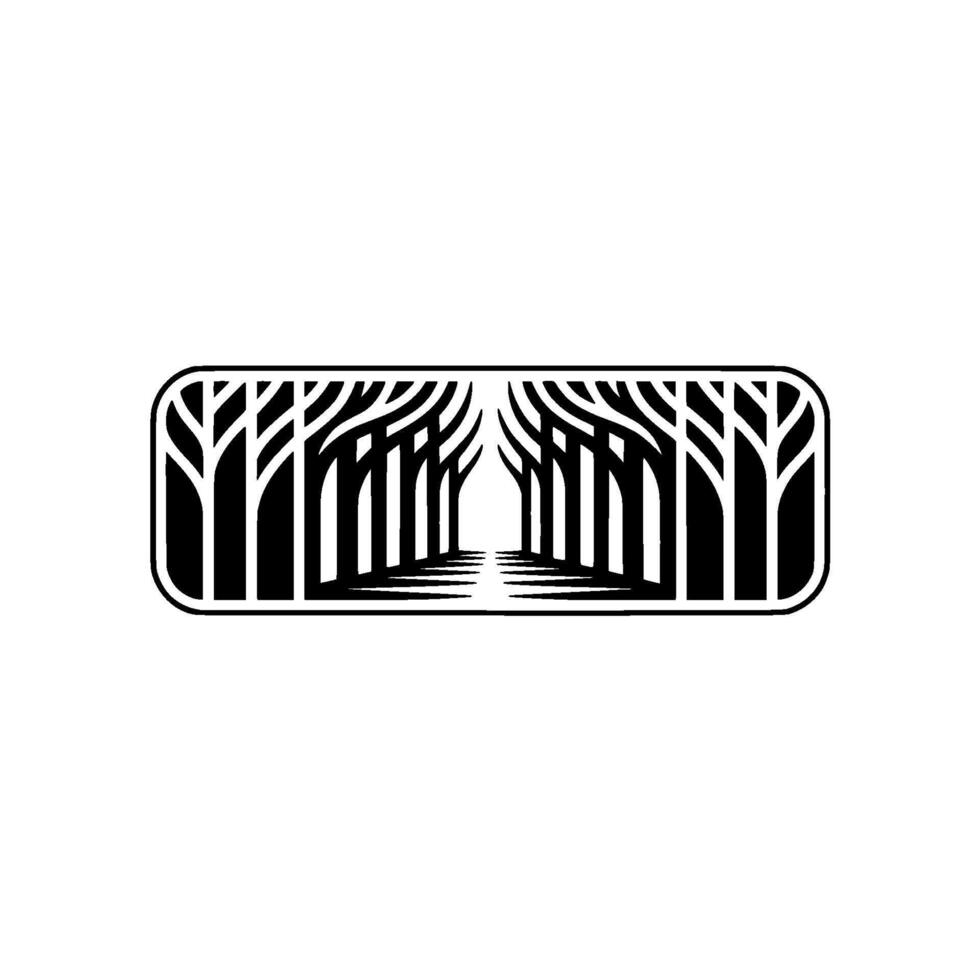 Minimalist Forest Tunnel Black White, Geometric vector