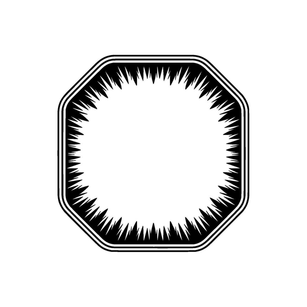 Geometric Black Frame with Spikes on Gray Background - Illustration vector