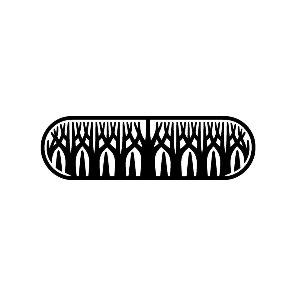Stylized Forest Silhouette in Minimalist Black White vector
