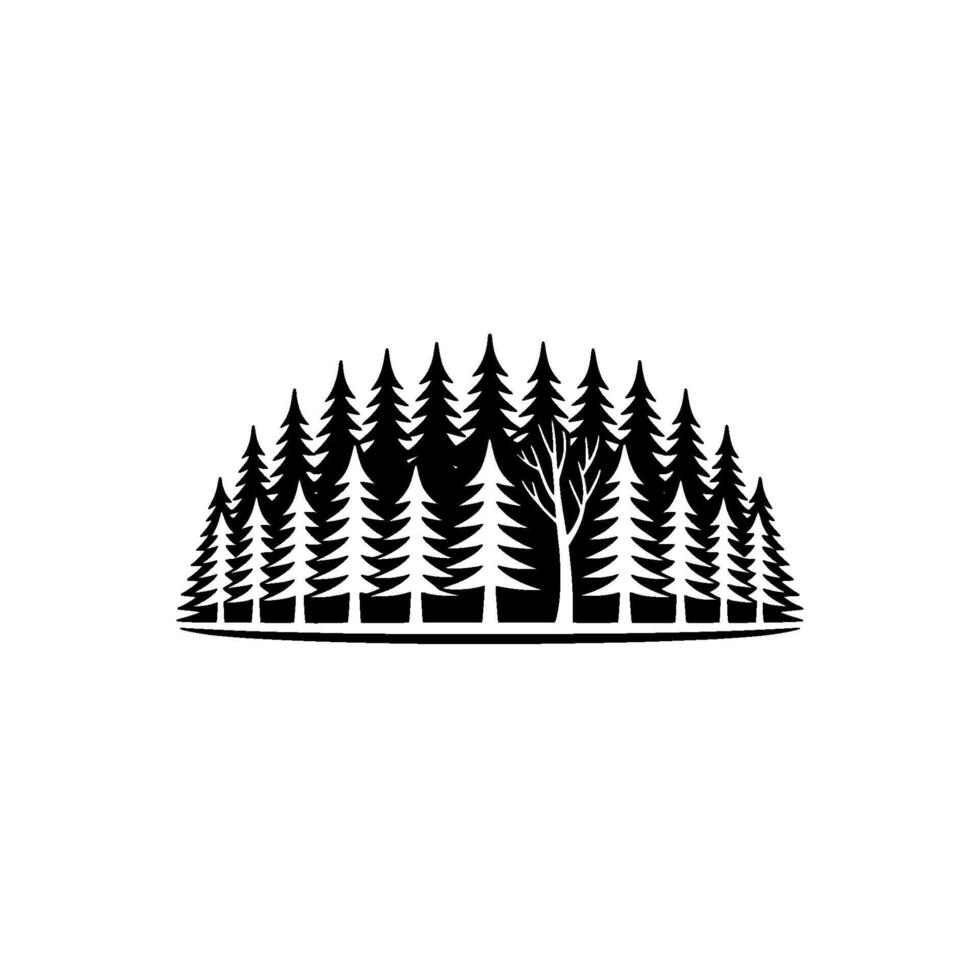 Black White Forest Minimalist Nature Silhouette vector