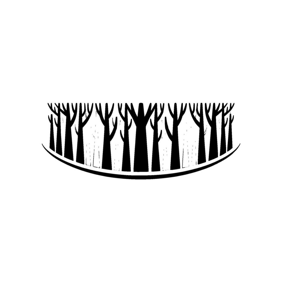 Minimalist Forest Silhouette on White, or vector