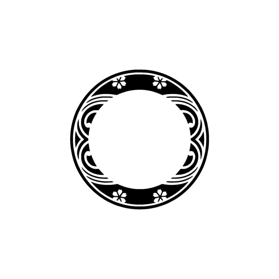 Japanese Crest Minimalist Sakura Wave Circle on White vector