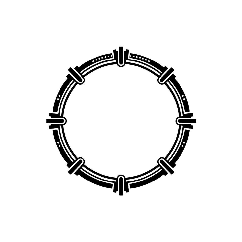Minimalist Geometric Circular Element in Black and White vector