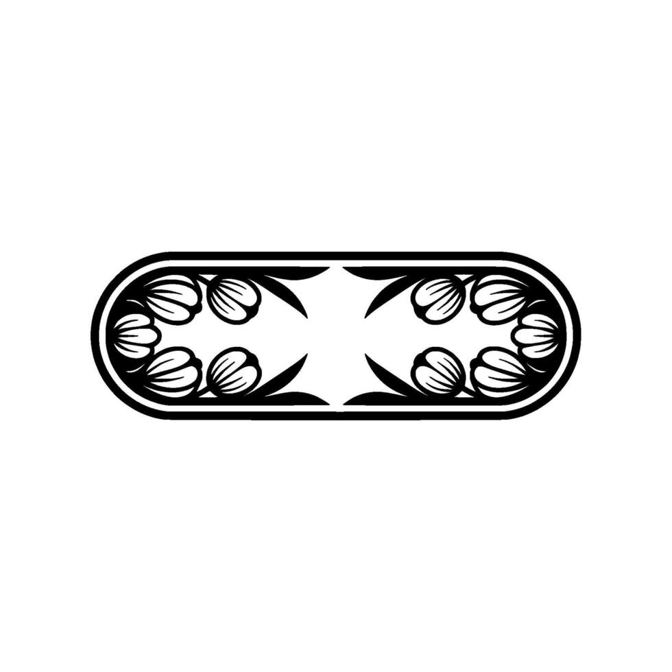Ornate Floral Border, Black White, Minimalist vector