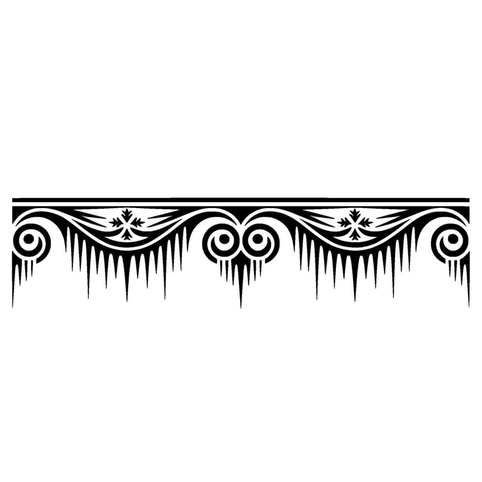 Winter Border Ornamental Icicles on White vector