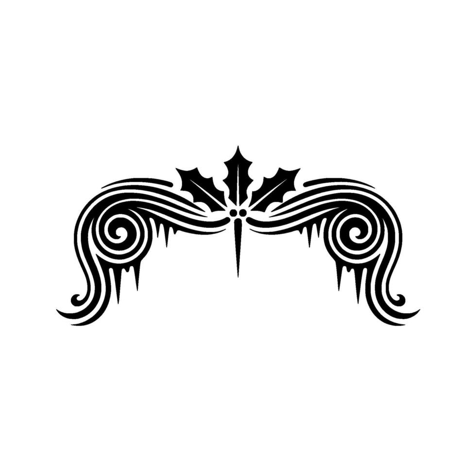 Elegant Holly Border , Tribal Tattoo Style on White Background vector