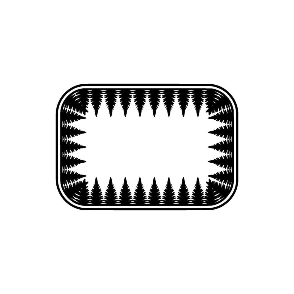 Forest Frame Black Pine Trees Border on White vector