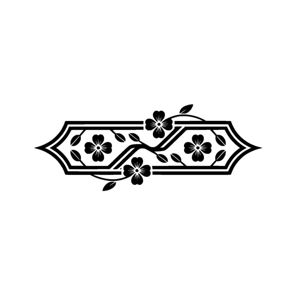 Elegant Floral Pattern Border - Black White vector