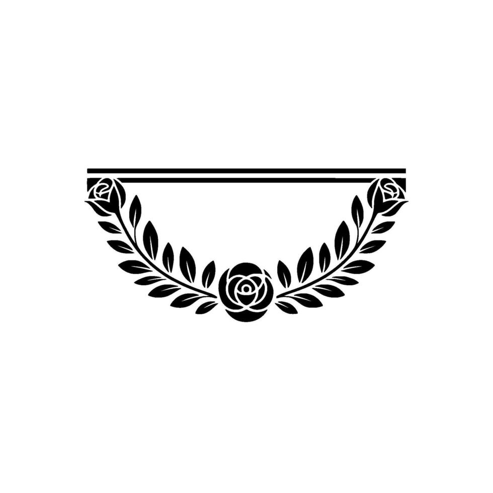 Elegant Black Rose and Leaf Frame , Minimalist Decorative Element vector