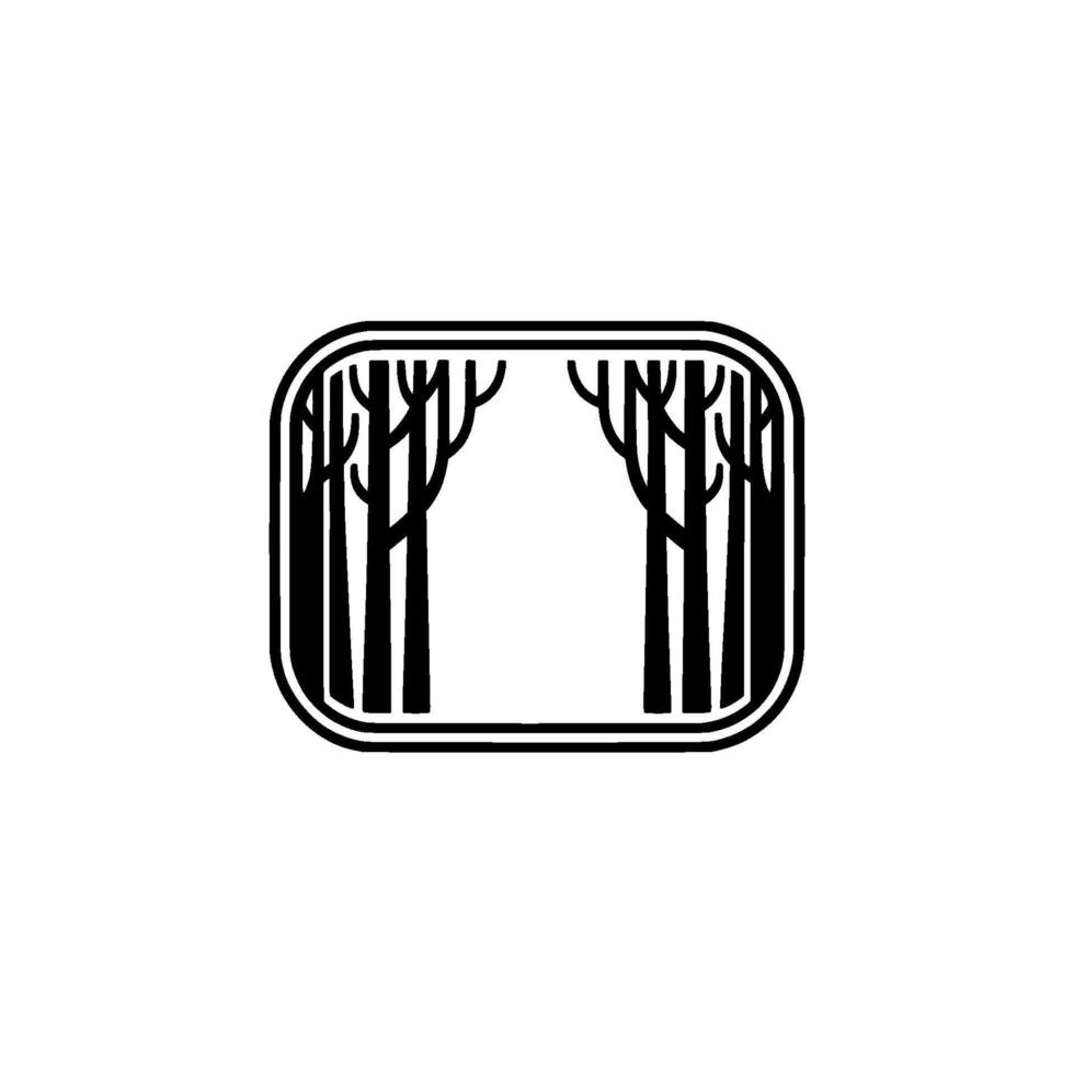Minimalist Forest Black Trees in Rounded Frame vector