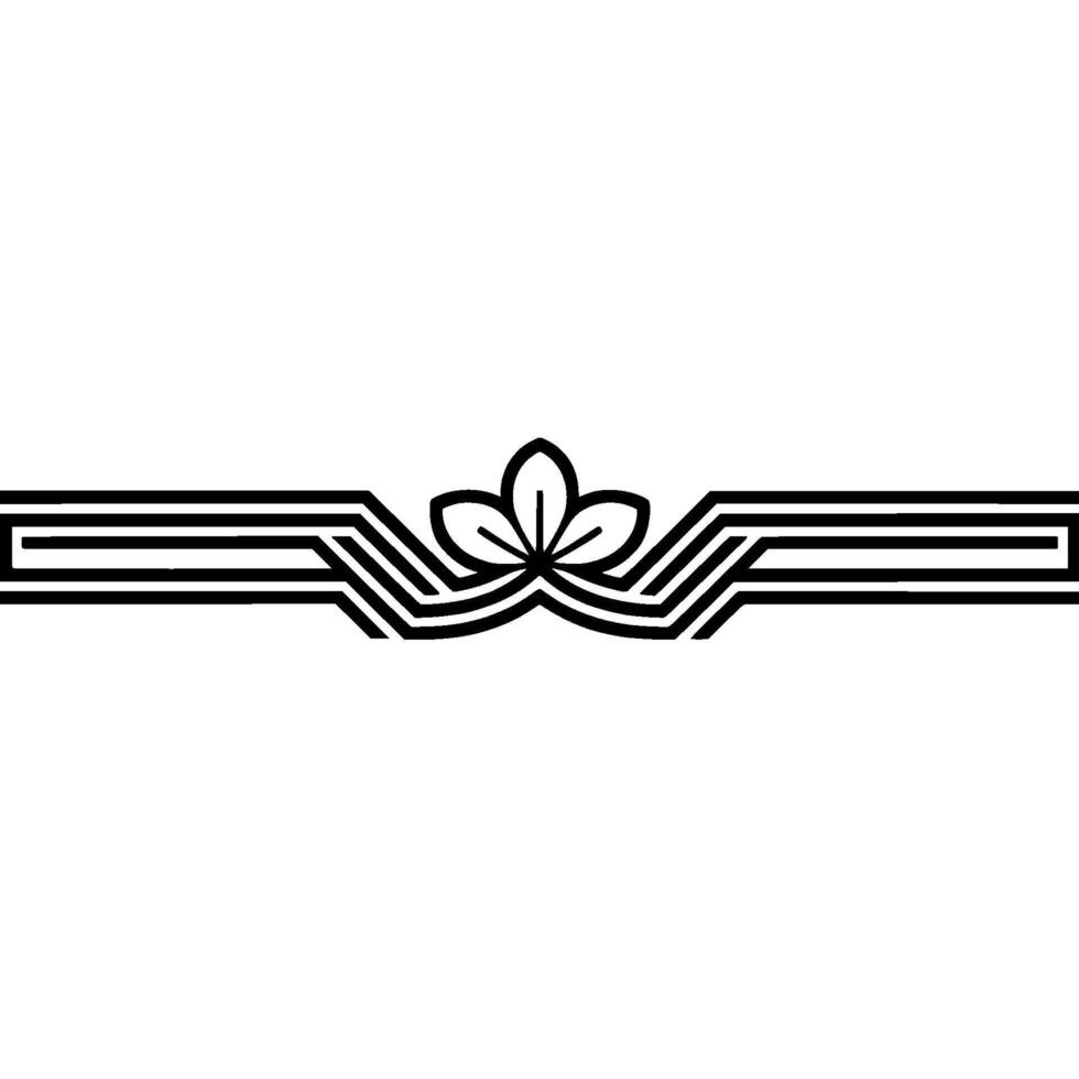 Geometric Floral Border Elegant Line Art Element on White vector